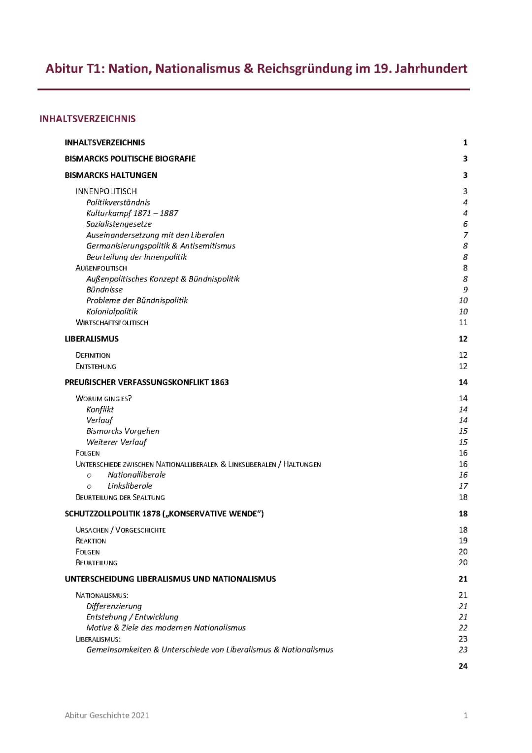 Geschichte Abitur Hamburg EA Nation, Nationalismus, Reichsgründung