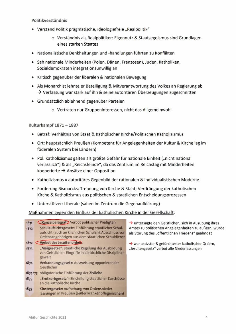 Abitur T1: Nation, Nationalismus & Reichsgründung im 19. Jahrhundert
INHALTSVERZEICHNIS
INHALTSVERZEICHNIS
BISMARCKS POLITISCHE BIOGRAFIE
BI