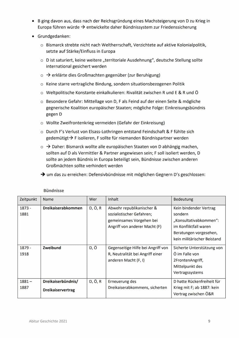 Abitur T1: Nation, Nationalismus & Reichsgründung im 19. Jahrhundert
INHALTSVERZEICHNIS
INHALTSVERZEICHNIS
BISMARCKS POLITISCHE BIOGRAFIE
BI