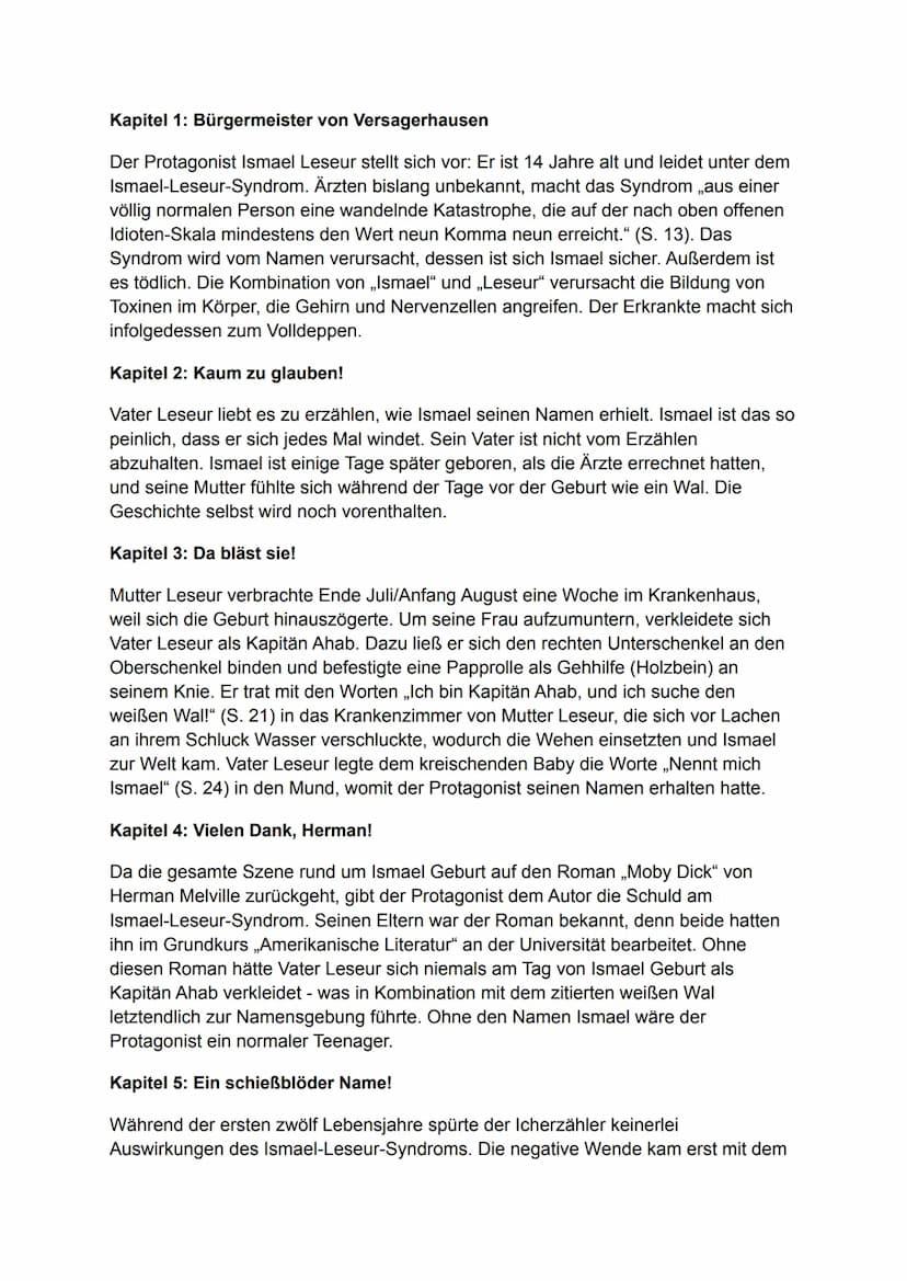 Nennt mich nicht Ismael
Inhaltsangabe/Zusammenfassung
2006 erschien der Jugendroman „Don't Call Me Ishmael!" des australischen Autors
Michae