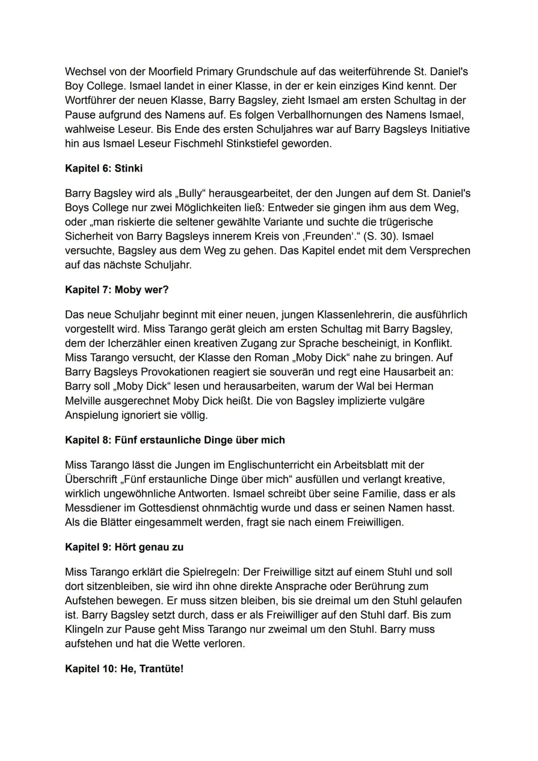 Nennt mich nicht Ismael
Inhaltsangabe/Zusammenfassung
2006 erschien der Jugendroman „Don't Call Me Ishmael!" des australischen Autors
Michae