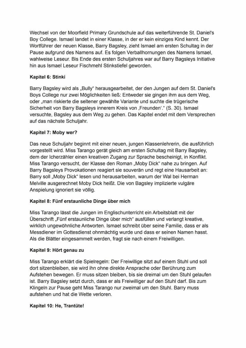 Nennt mich nicht Ismael
Inhaltsangabe/Zusammenfassung
2006 erschien der Jugendroman „Don't Call Me Ishmael!" des australischen Autors
Michae