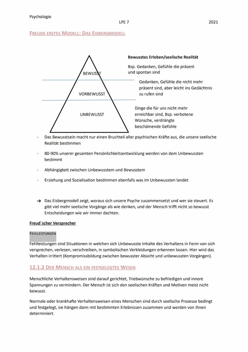 Psychologie
12.1 DIE GRUNDANNAHMEN DER PSYCHOANALYTISCHEN THEORIE
Die Psychoanalyse ist eine Hauptströmung der Psychologie, mit dem Vertrete