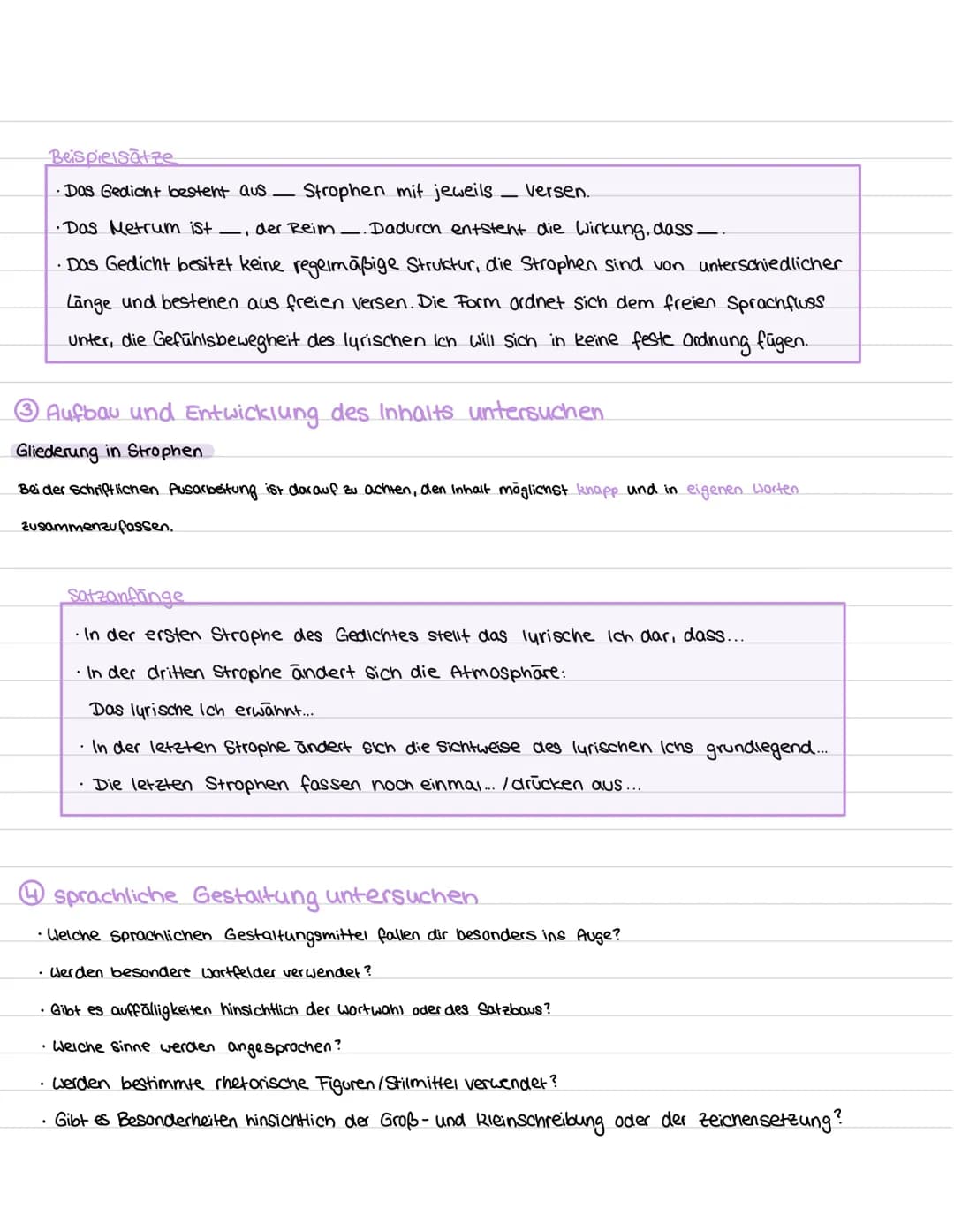Gedicht sanalyse
Einleitungssatz
Erste Eindrücke
• Welche Stimmung?
• Welche Gedanken?
• Worum gent es thematisch?
• was verrät mir der Tite