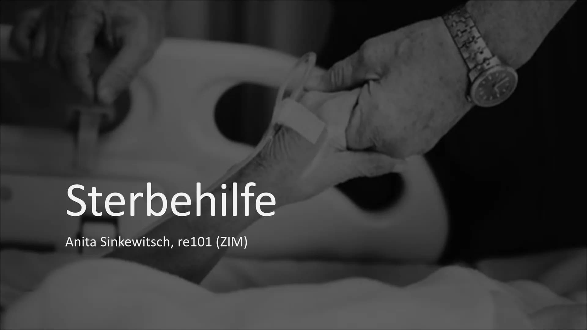 Sterbehilfe
Anita Sinkewitsch, re101 (ZIM) Gliederung
1.
Begriffserklärung Sterbehilfe
2. Formen der Sterbehilfe
3.
Patientenverfügung
4. Re