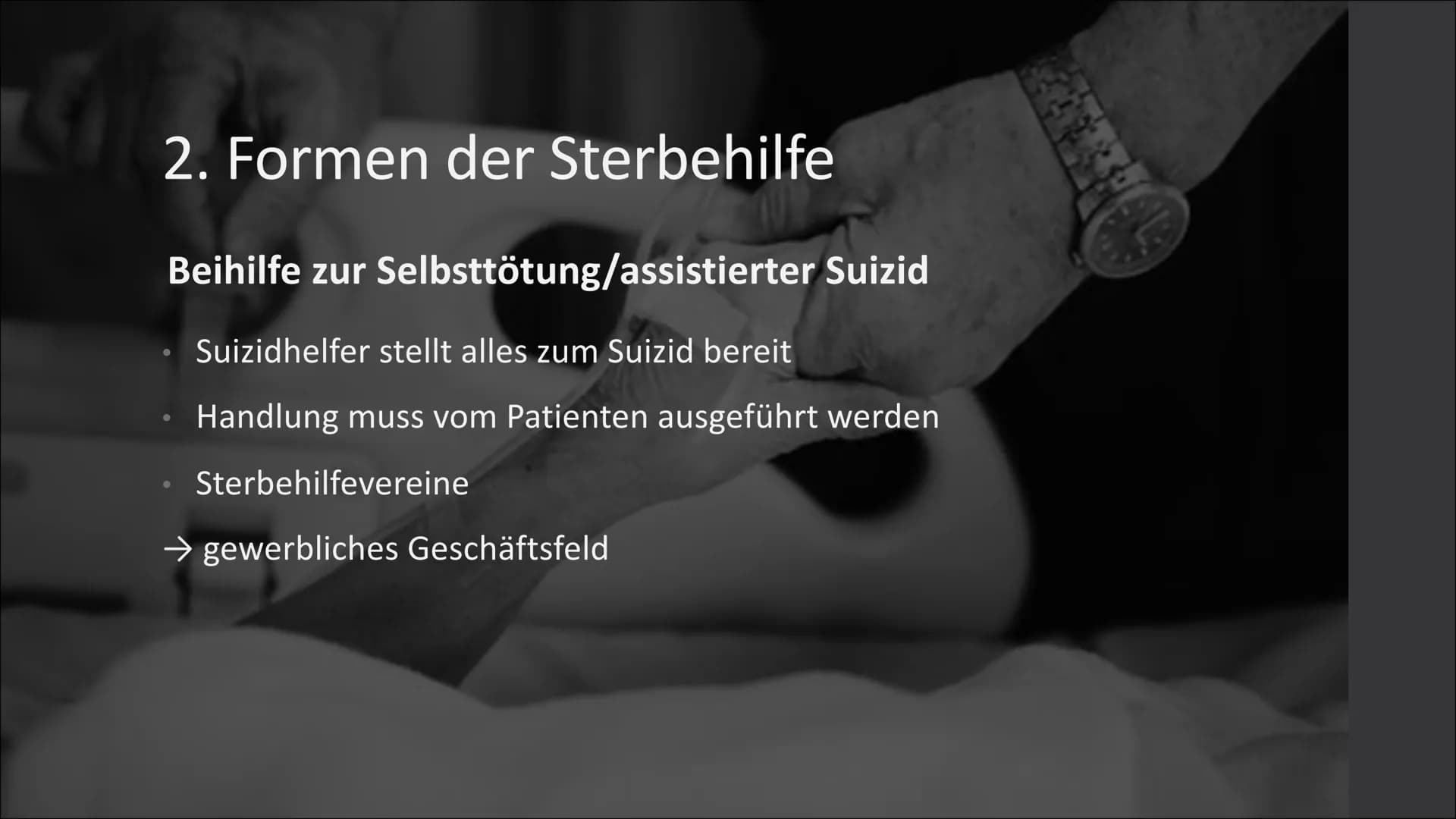 Sterbehilfe
Anita Sinkewitsch, re101 (ZIM) Gliederung
1.
Begriffserklärung Sterbehilfe
2. Formen der Sterbehilfe
3.
Patientenverfügung
4. Re
