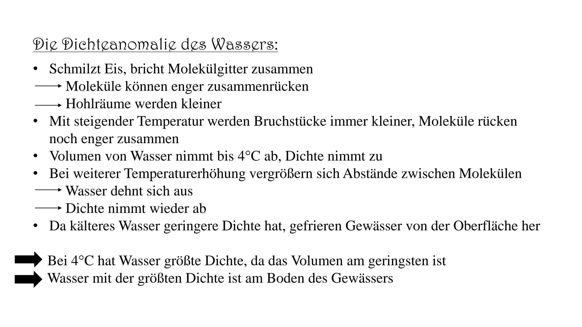 Die Anomalie des Wassers
Warum siedet Wasser erst bei 100°C?
Warum kann ein Blatt auf dem Wasser liegen?
Warum geht die Eisplatte auf dem Se