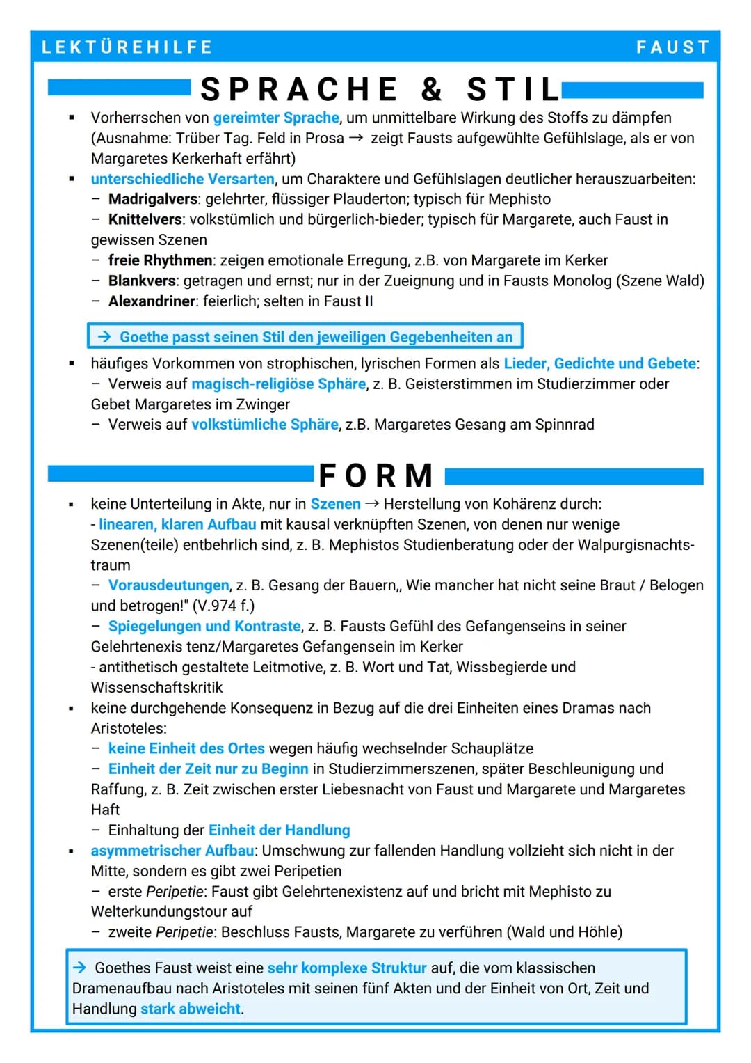 LEKTÜREHILFE
KURZUSAMMENFASSUNG
„Faust" von Johann Wolfgang von Goethe (1808)
→ Sein Erkenntnisstreben macht es Faust unmöglich, sein Leben 