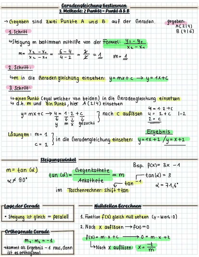 Lineare Funktion=Gerade
der Graph ist eine
Gerade
Allgemeine Formel: P(x) = mx + c
Wertemenge :
↳alle weite, die y a
Lineare Funktion
Steigu