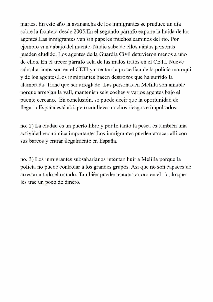 La inmigración ilegal
no. 1) En la foto veo a muchas personas con rostros ansiosos. Se sientan
apretados en un bote pequeño. No hay precauci