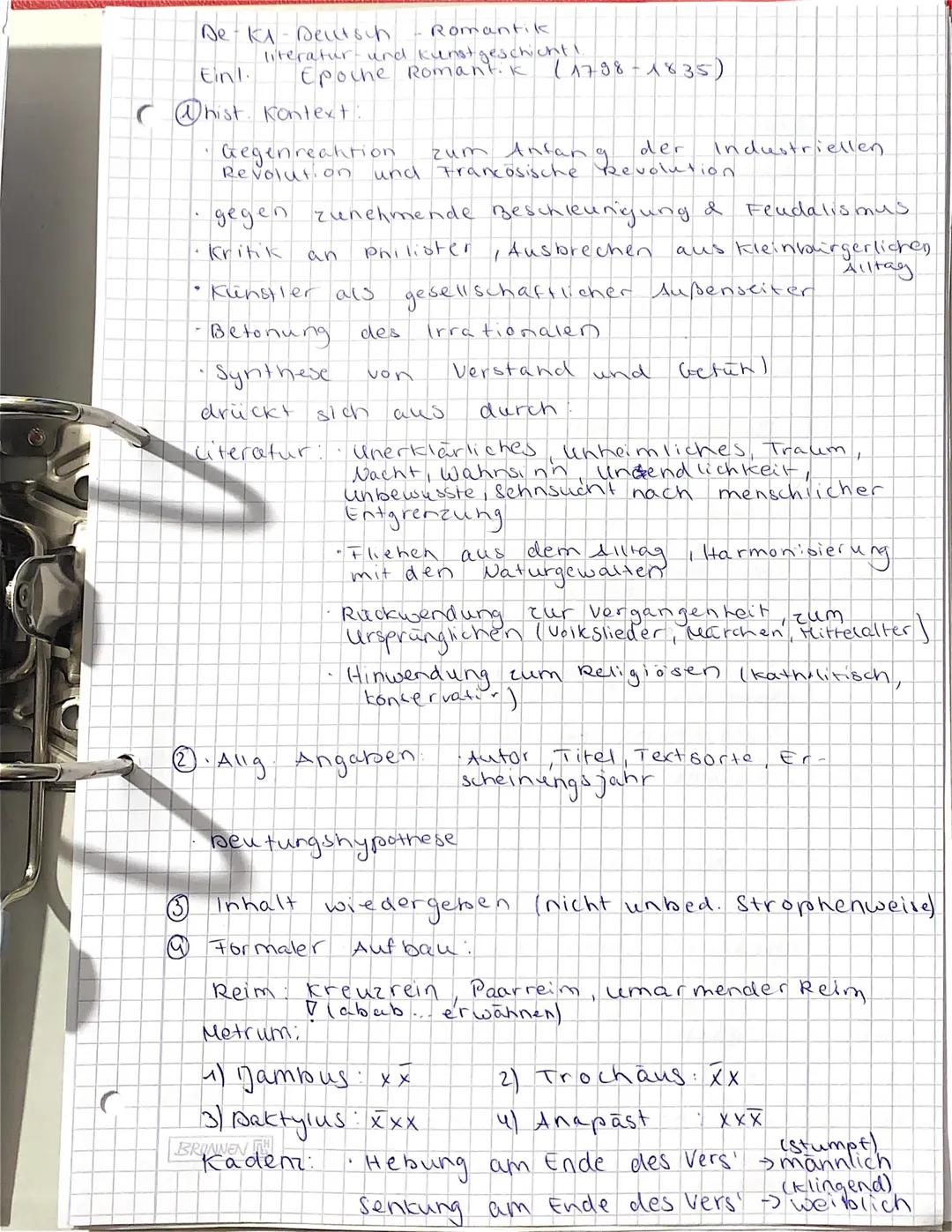 Gedichtsinterpretation Romantik + Stilmittel und Wirkung