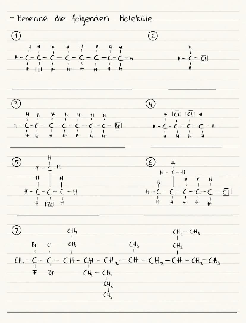 URUNG CHALOGENALKANE
- Benenne die folgenden Alkane
11
(2) CH3
3
CH₂-CH₂-CH-CH₂ - CH₂₂
5
CH3
CH₂ - CH - CH₂
7
1
CH₂
1
CH3
CH₂
|
CH₂
CH₂ - CH