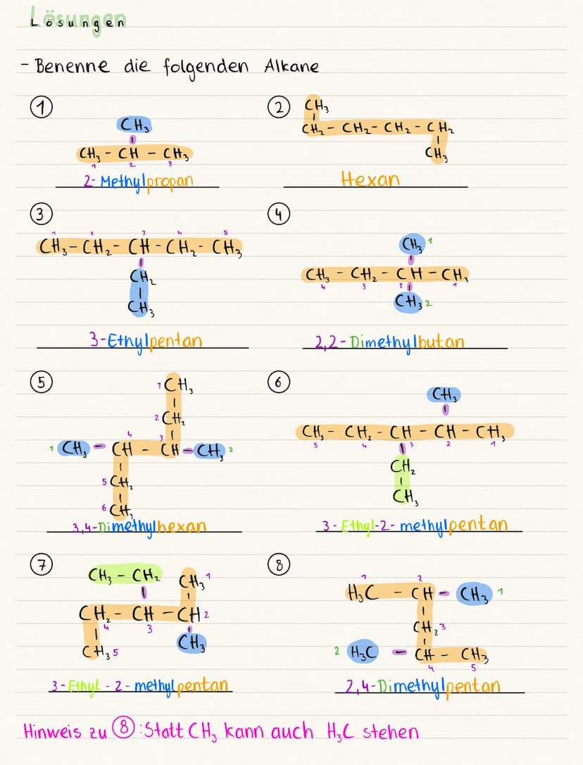 URUNG CHALOGENALKANE
- Benenne die folgenden Alkane
11
(2) CH3
3
CH₂-CH₂-CH-CH₂ - CH₂₂
5
CH3
CH₂ - CH - CH₂
7
1
CH₂
1
CH3
CH₂
|
CH₂
CH₂ - CH