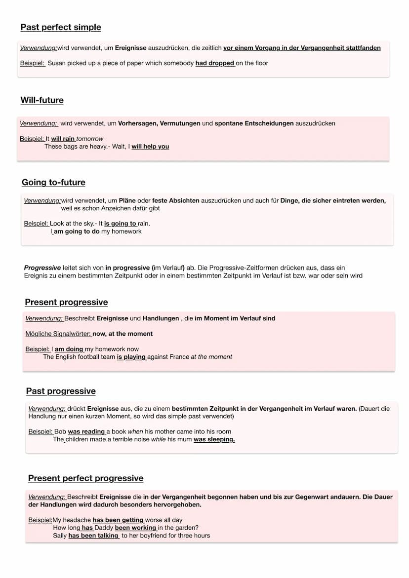 Vergangenheit
Past perfect/
progressive
Simple Past/
progressive
Englisch Zeitformen
Merksatz: He, She ,It das „s" muss mit
Do you often go 
