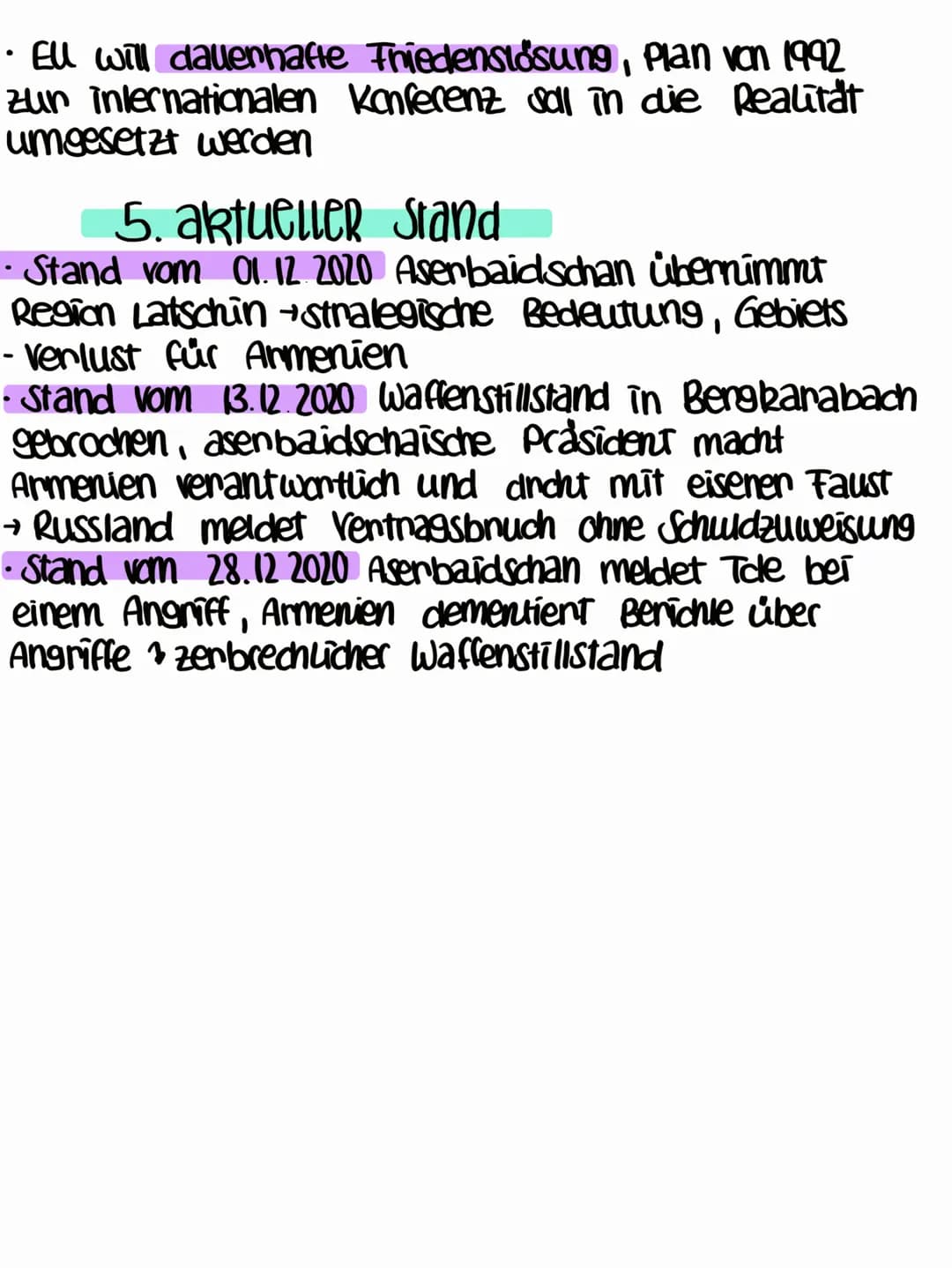 Konfliktanalyse Bergkarabach
1. Ursachen
2. beteiligte Partein / Staaten
3. vermittelnde Staaten / Organisationen
4. Losungsversuche
5. aktu