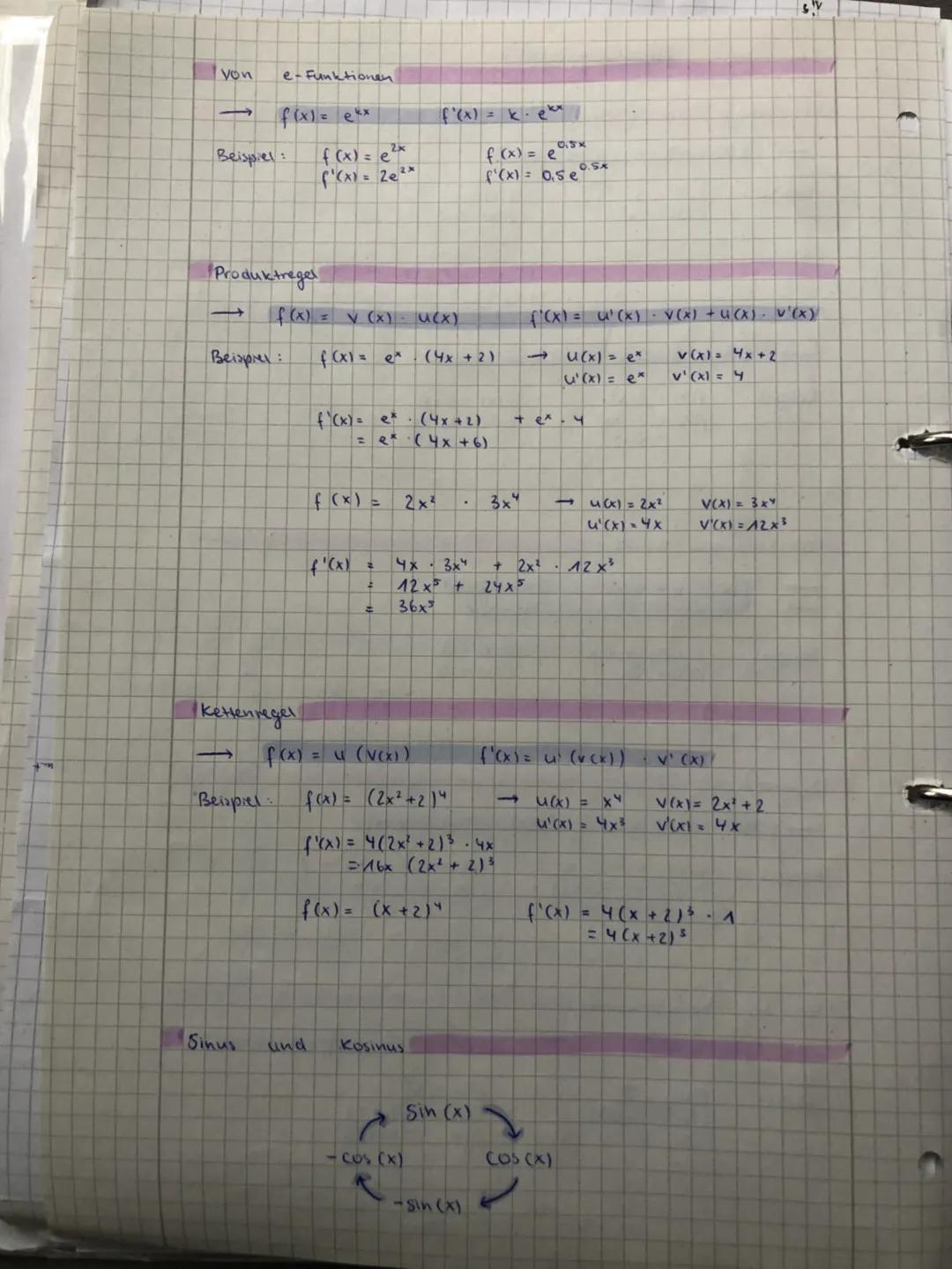 2
Potenzregel
Beispiel :
Faktorregel
Beispiel:
bei konstantem
Beispiel:
f(x) = C-u (x)
Summen regel
Beispiel
Abeitungsregeln
f'(x) = 4x³
:
B