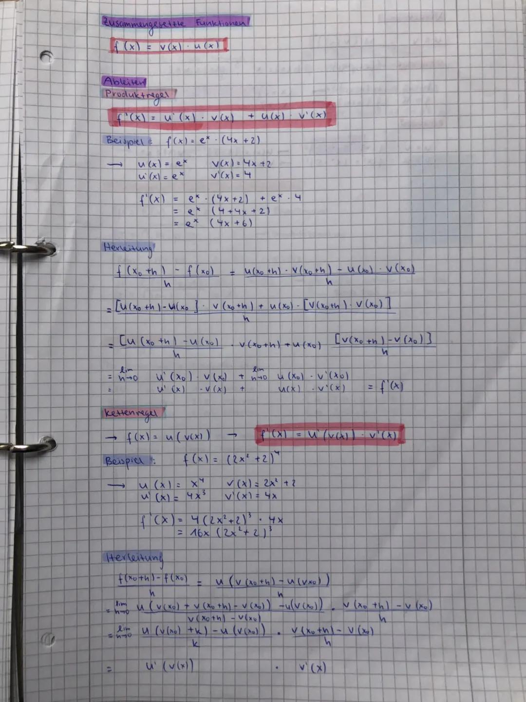 2
Potenzregel
Beispiel :
Faktorregel
Beispiel:
bei konstantem
Beispiel:
f(x) = C-u (x)
Summen regel
Beispiel
Abeitungsregeln
f'(x) = 4x³
:
B