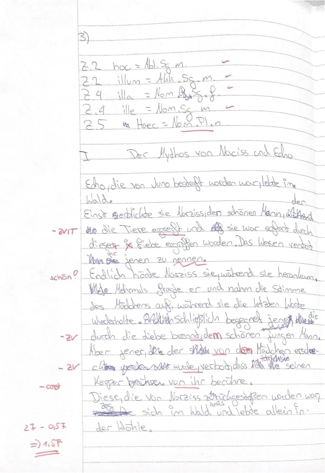 Klasse 7a
nom
I.
Beachte die Vokabelangaben und übersetze den Text in angemessenes Deutsch:
Der Mythos von Naciss und Echo
3. Imp. Aht
1 Ech