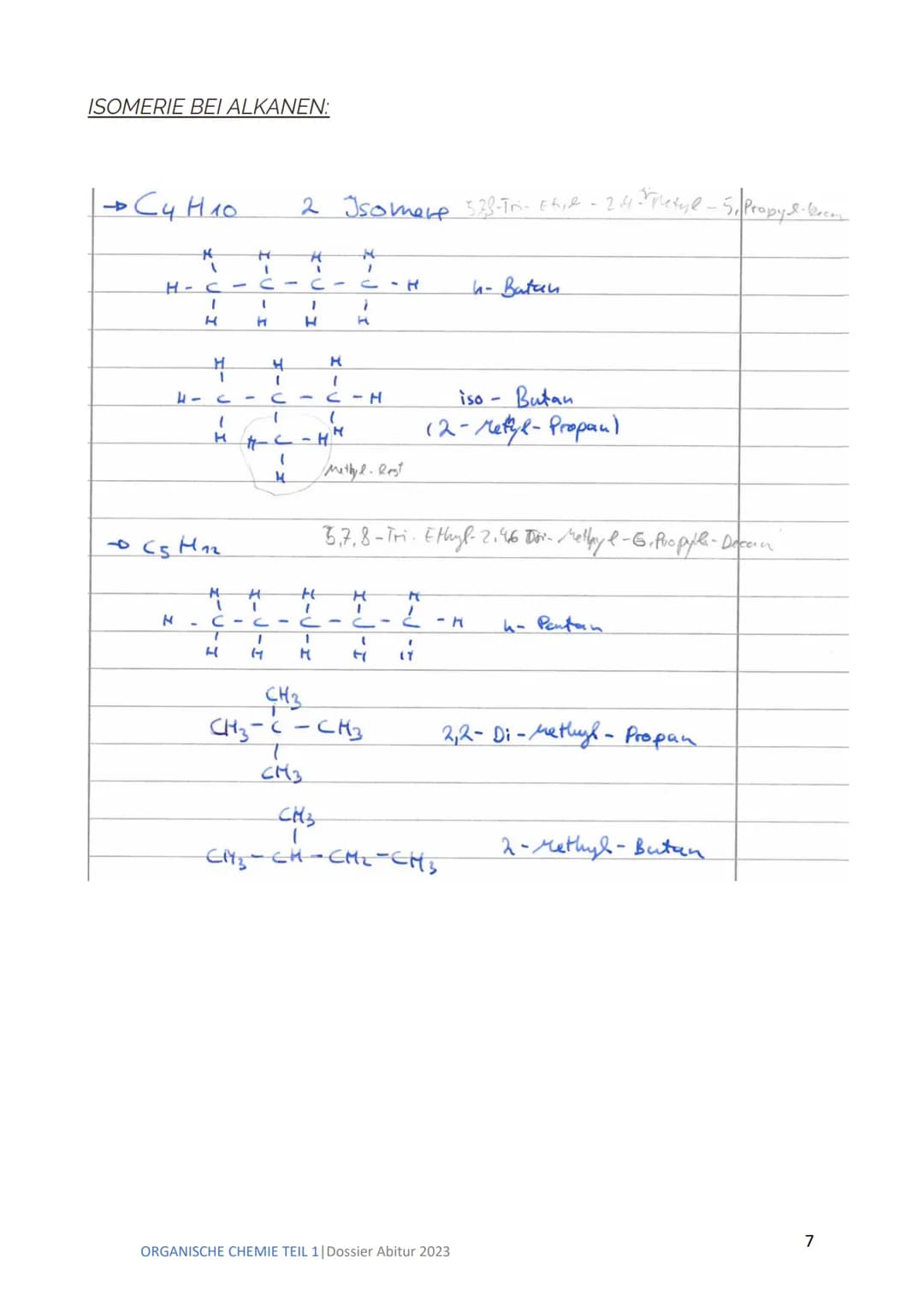 Organische Chemie Teil 1
DOSSIER ABITUR 2023
RUPERT SCHNEIDER, BENJAMIN KRESPACH
für das Fach Chemie im Abitur 2023
2023 ORGANISCHE CHEMIE T