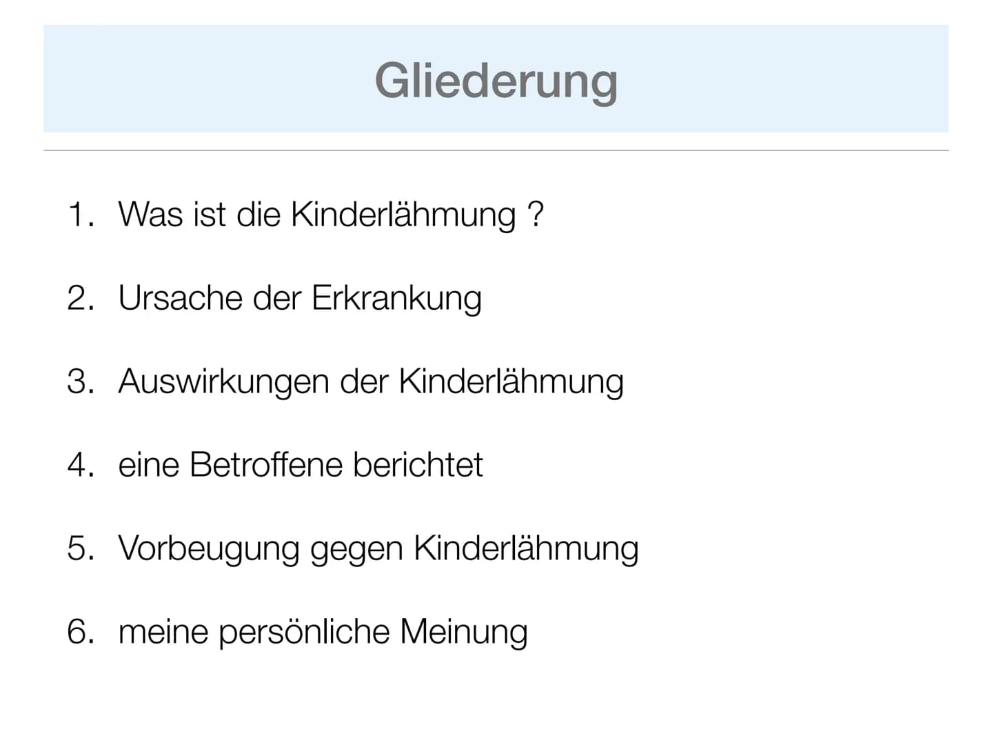 1. Einleitung
Wie auch in den 1980er Jahren AIDS ein sehr großes Thema war, prägte in
den 1950er Jahren auch die Angst vor der Kinderlähmung
