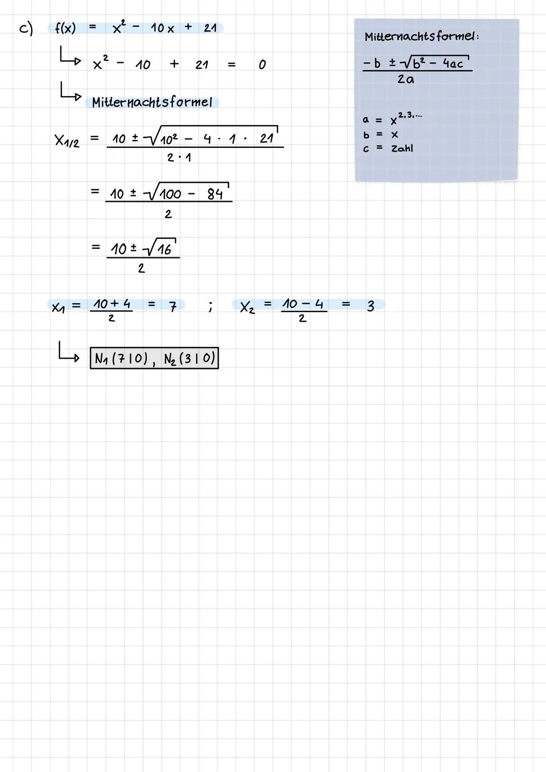 # nullstellen

21.09.2022

Um die Nullstellen einer Funktion zu berechnen, also die Schnitt -
punkte mit der x-Achse, setzen wir:

$f(x) = 0