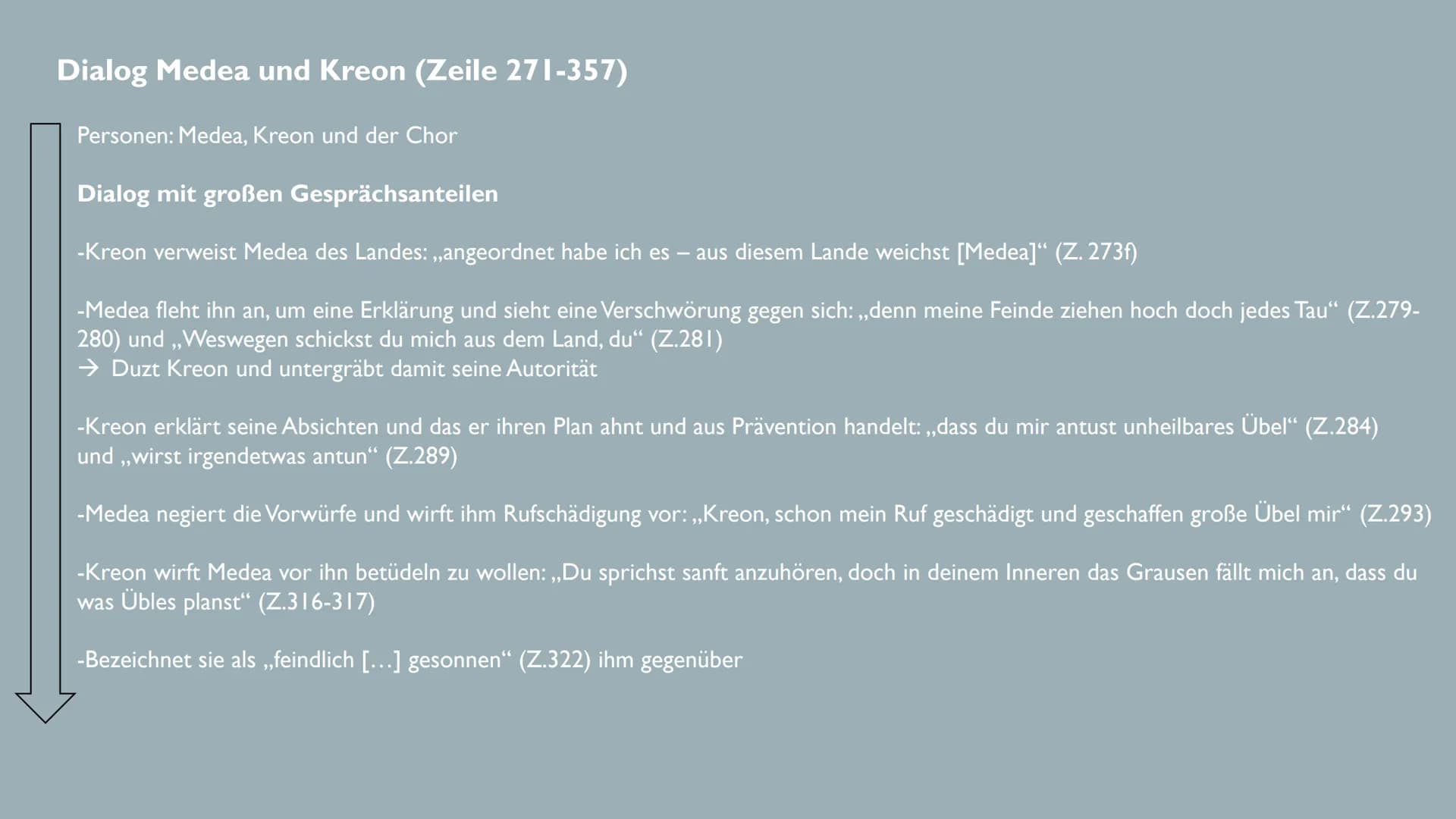 Datum: 27.11.2020
DRAMENINTERPRETATION
MEDEA (EURIPIDES)
1.Epeisodion
Vers 212 bis 362
Gespräch zwischen Medea und Kreon
DE I LK ●
●
●
EINOR