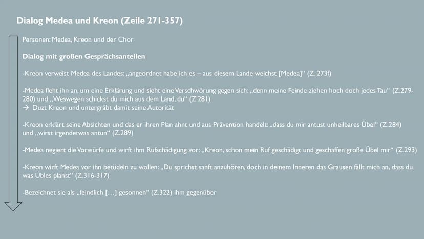 Datum: 27.11.2020
DRAMENINTERPRETATION
MEDEA (EURIPIDES)
1.Epeisodion
Vers 212 bis 362
Gespräch zwischen Medea und Kreon
DE I LK ●
●
●
EINOR