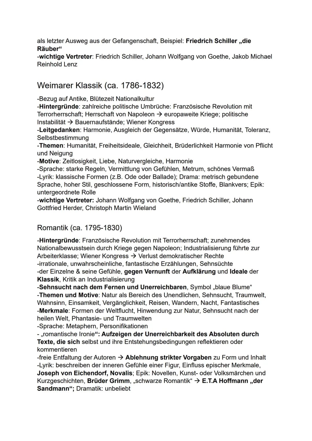 Epochen
Aufklärung (ca. 1720-1800)
-Hintergründe: Absolutismus; Glaubenskonflikten; Kriege; Emanzipation des
Bürgertums, Wissenschaft>Kirche