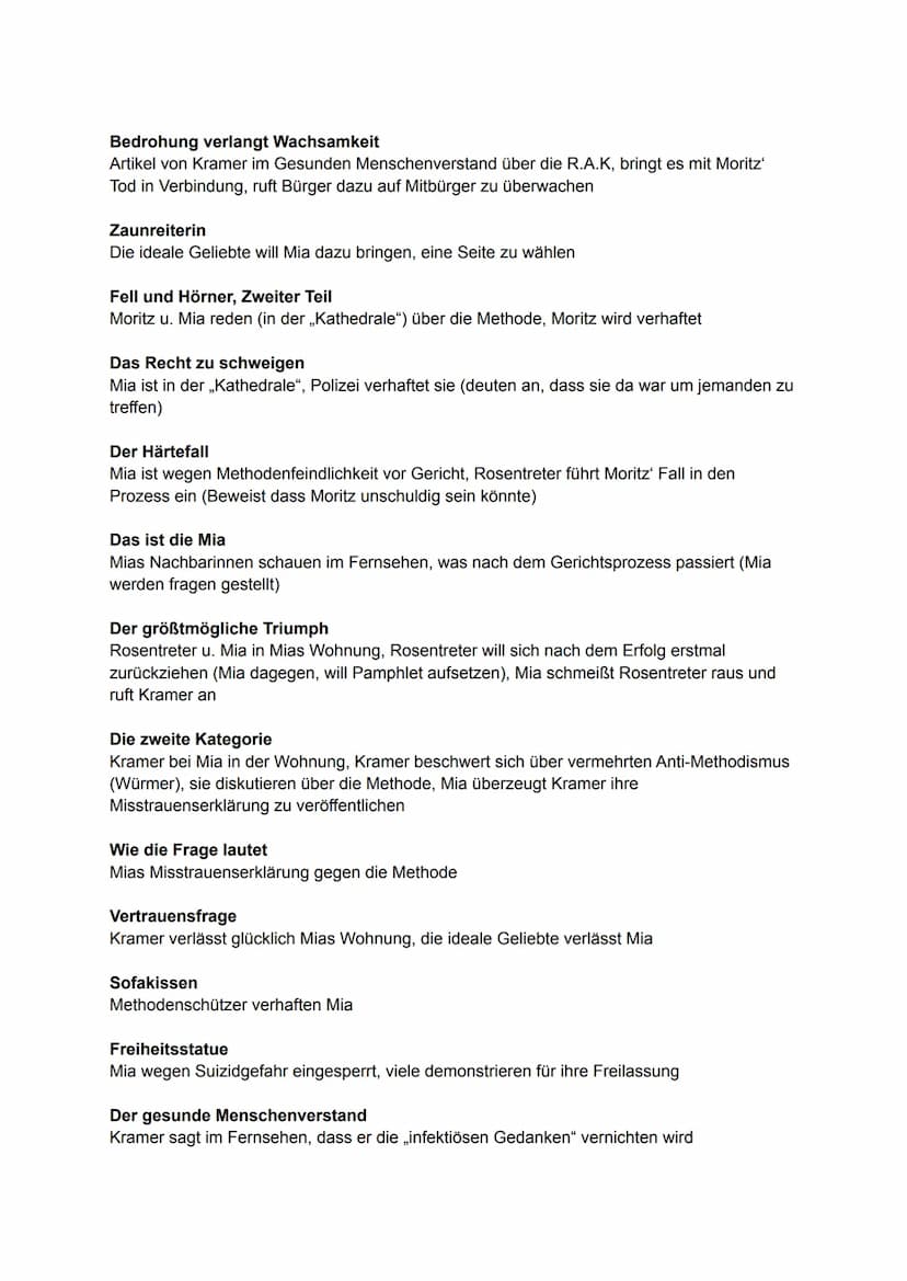 Vorwort
Ausschnitt aus Buch von Kramer über die Methode
Das Urteil
Einleitung zum Gerichtsprozess gegen Mia
Mitten am Tag, in der Mitte des 