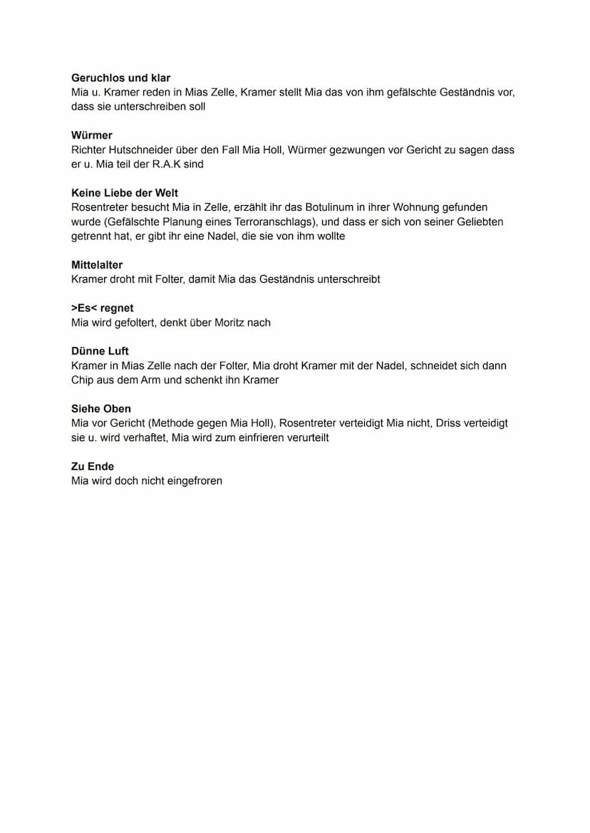 Vorwort
Ausschnitt aus Buch von Kramer über die Methode
Das Urteil
Einleitung zum Gerichtsprozess gegen Mia
Mitten am Tag, in der Mitte des 