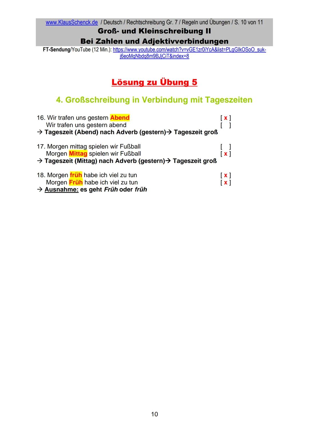 www.KlausSchenck.de / Deutsch (2008/09) / Rechtschreibung Gr. 1 / Regeln und Übungen / S. 1 von 11
s-Laute / Doppelungen / dass/das
FT-Sendu