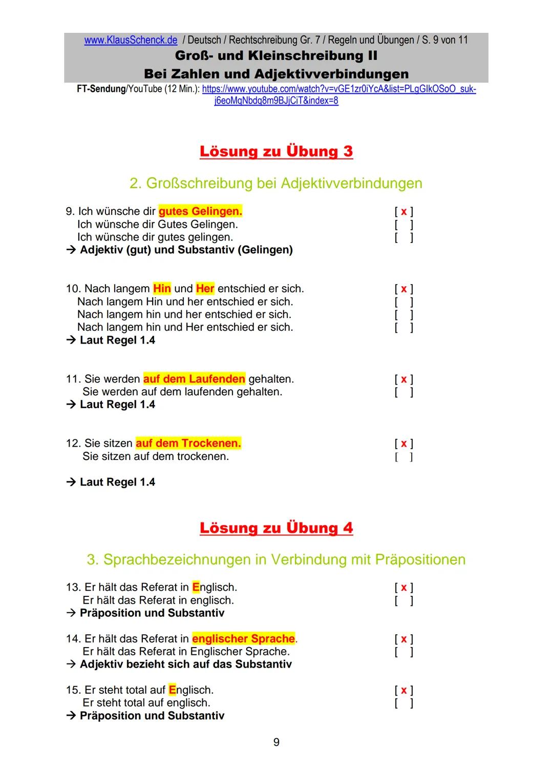 www.KlausSchenck.de / Deutsch (2008/09) / Rechtschreibung Gr. 1 / Regeln und Übungen / S. 1 von 11
s-Laute / Doppelungen / dass/das
FT-Sendu