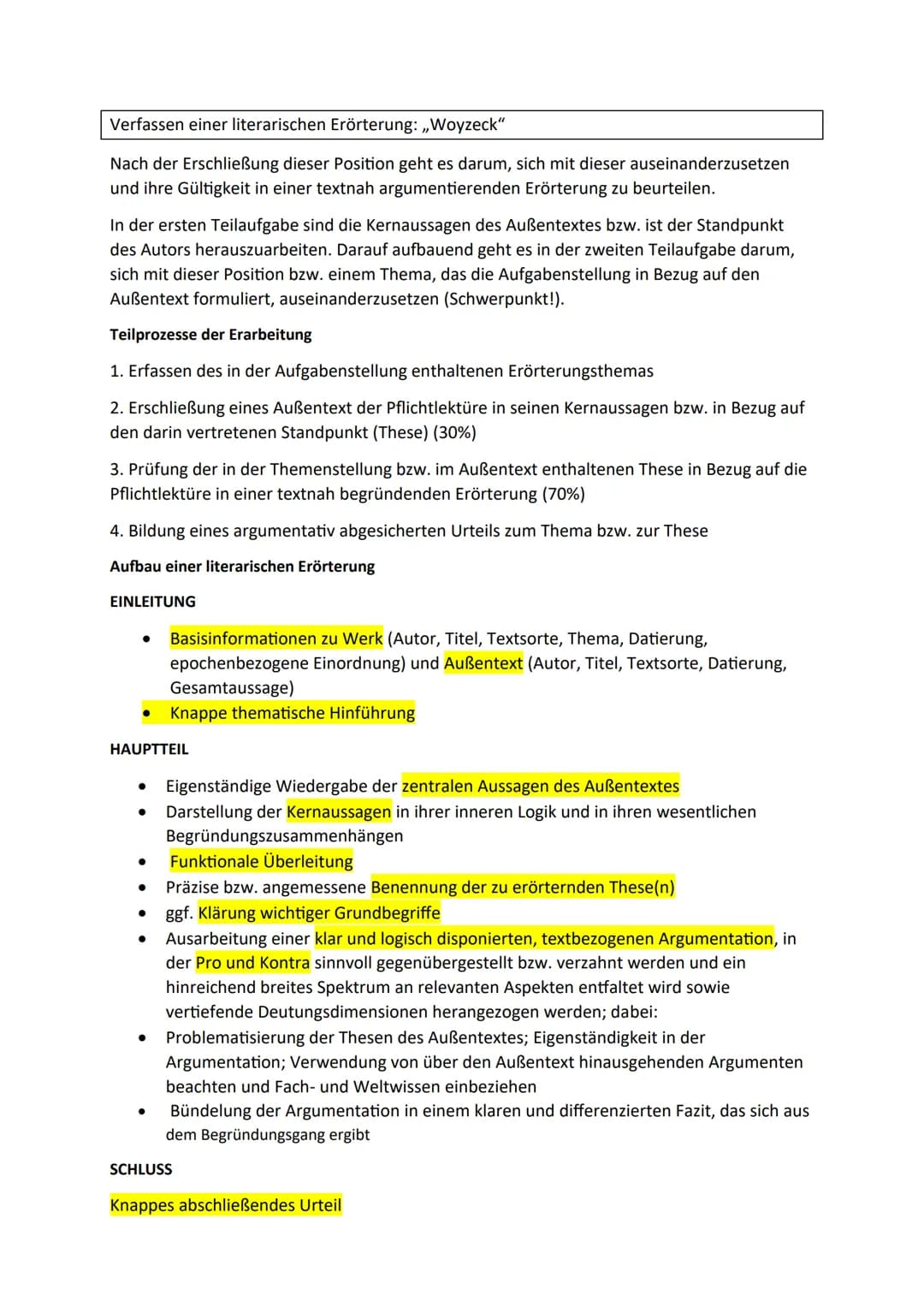 Verfassen einer literarischen Erörterung: ,,Woyzeck"
Nach der Erschließung dieser Position geht es darum, sich mit dieser auseinanderzusetze