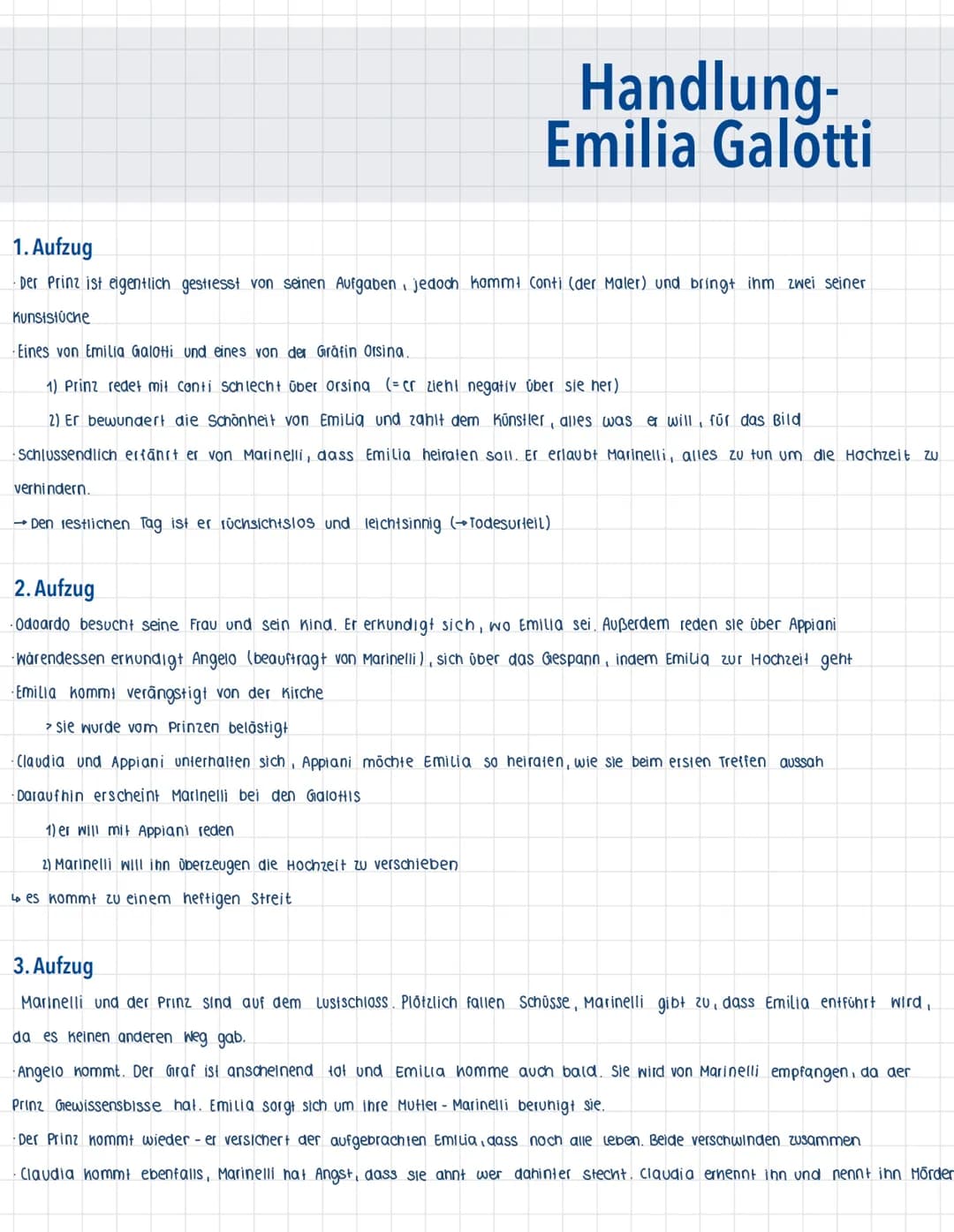 Handlung-
Emilia Galotti
1. Aufzug
·Der Prinz ist eigentlich gestresst von seinen Aufgaben, jedoch kommt Conti (der Maler) und bringt ihm zw