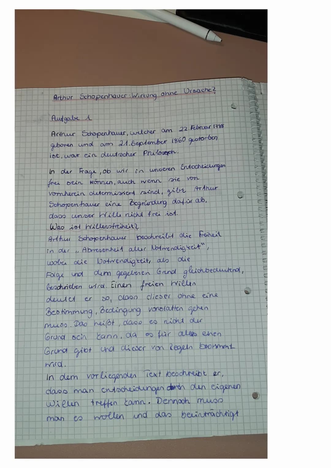 Arthur Schopenhauer: Wirkung
Aufgabe i
Arthur Schopenhauer, welcher am 22. Februar 1788
geboren und am 21. September 1860 gestorben
ist, war