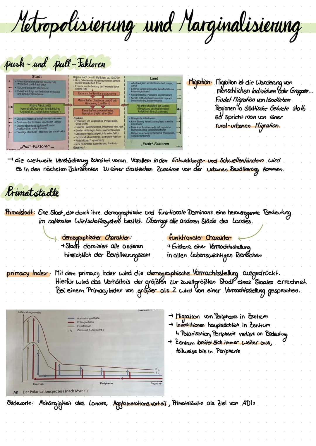 Metropolisierung und Marginalisierung Metropolisierung und Marginalisierung
push-und pull-Faktoren
Stadt
Internationalisierung von Gen
d Inf