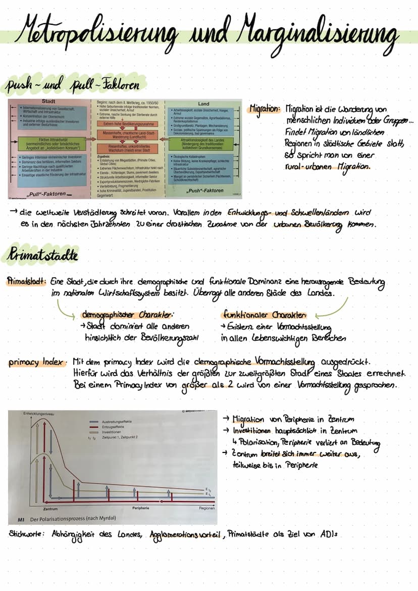 Metropolisierung und Marginalisierung Metropolisierung und Marginalisierung
push-und pull-Faktoren
Stadt
Internationalisierung von Gen
d Inf