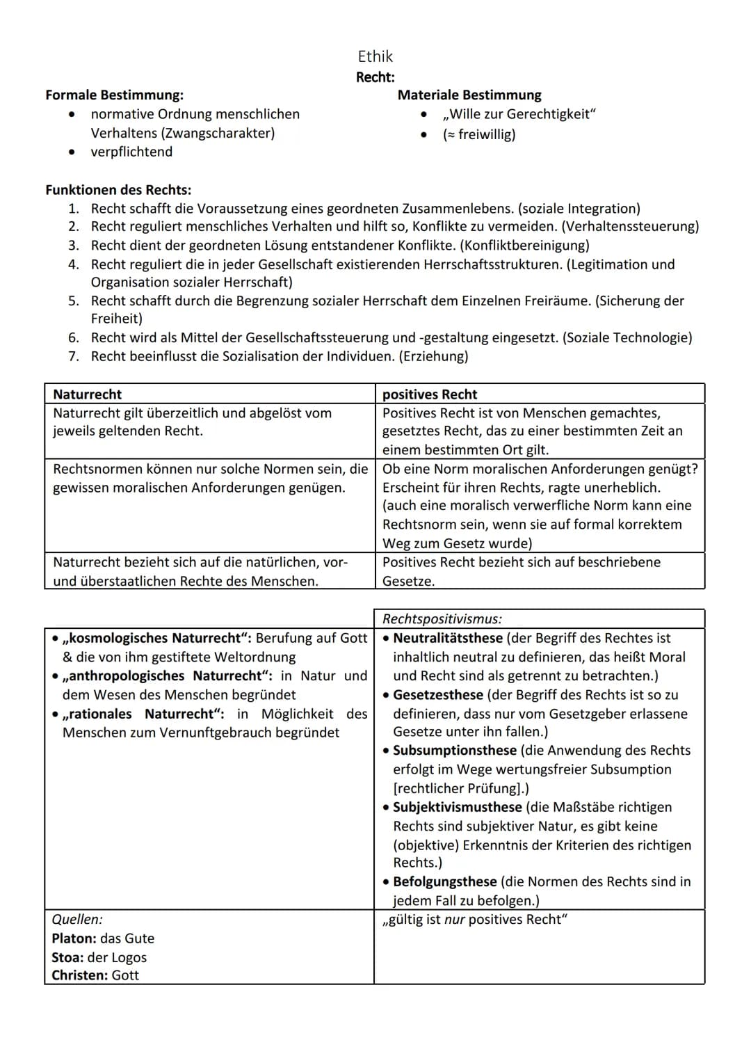 Formale Bestimmung:
● normative Ordnung menschlichen
Verhaltens (Zwangscharakter)
verpflichtend
Funktionen des Rechts:
1. Recht schafft die 