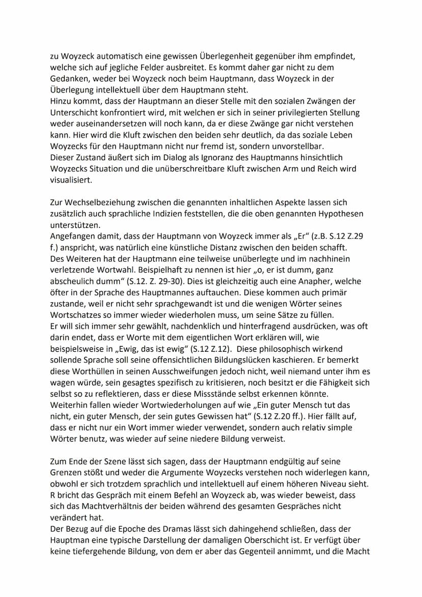 Analyse Szene 5: Der Hauptmann. Woyzeck
In der fünften Szene aus Georg Büchners ,,Woyzeck" (1967) steht die Beziehung von
Woyzeck und seinem