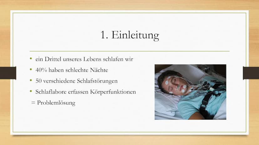 Schlafstörungen 1.
2. Schlaf
3. Schlafstörungen
3.1 Schnarchen
3.2 Schlafapnoe
3.3 Narkolepsie
3.4 Zirkadiane
3.5 Parasomnie
Einleitung
4. M