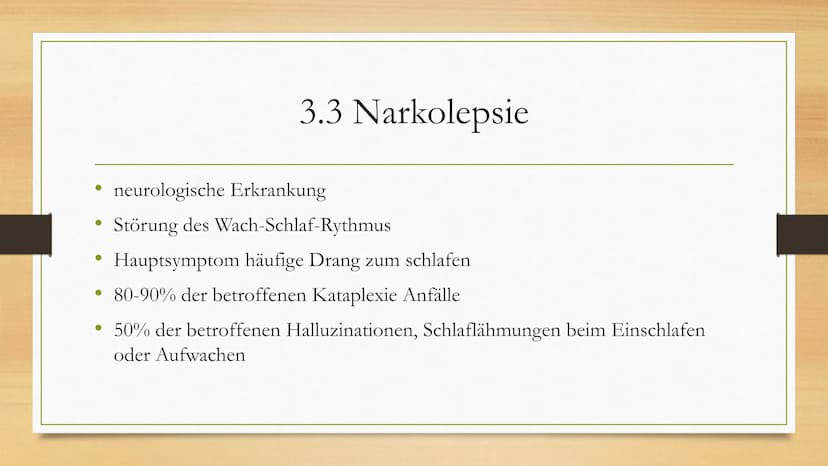 Schlafstörungen 1.
2. Schlaf
3. Schlafstörungen
3.1 Schnarchen
3.2 Schlafapnoe
3.3 Narkolepsie
3.4 Zirkadiane
3.5 Parasomnie
Einleitung
4. M
