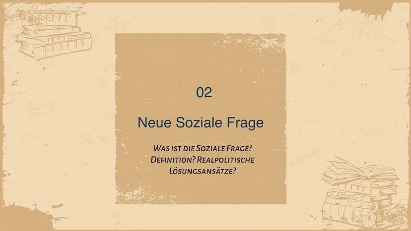 Die Soziale
Frage Inhaltsverzeichnis
01
Industrialisierung
WAS FÜR AUSWIRKUNGEN HATTE
DIESE AUF DIE GESELLSCHAFT?
03
Theoretische Politik
LÖ
