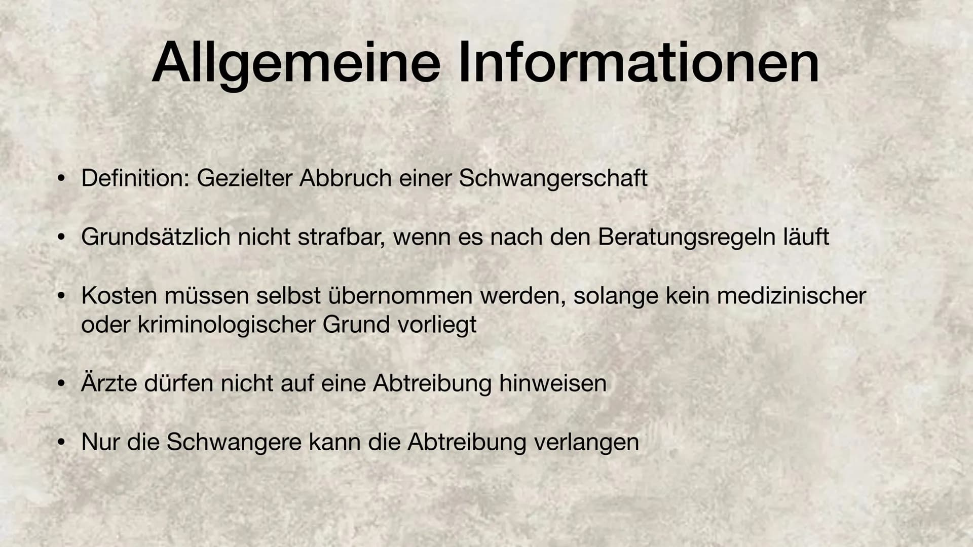 Schwangerschaftsabbruch ●
●
●
Allgemeine Informationen
Abtreibungsrate/ Abtreibungen in den Altersgruppen
Indikationen
Mögliche Folgen
• Pos