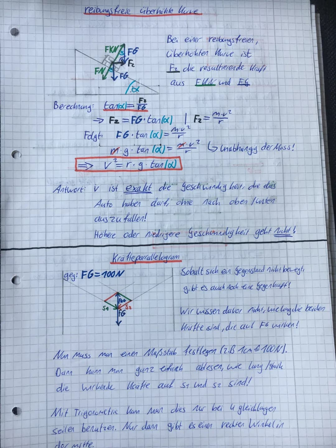 Wenn sich ein Hörper aut
einer Schiefen Ebene nach
unten Bewegt, dann ist die
Gewichtshruft FG die resultierende
Mruft aus der Normalkraft F