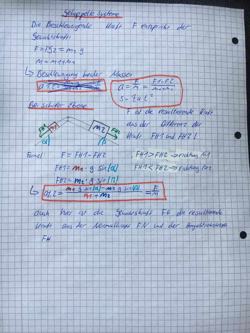 Wenn sich ein Hörper aut
einer Schiefen Ebene nach
unten Bewegt, dann ist die
Gewichtshruft FG die resultierende
Mruft aus der Normalkraft F