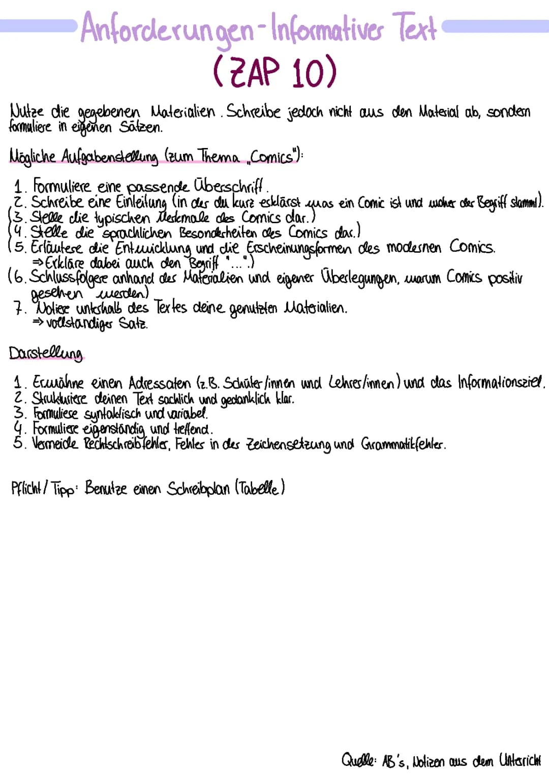 Anforderungen an Informative Texte – Beispiele und Übungen