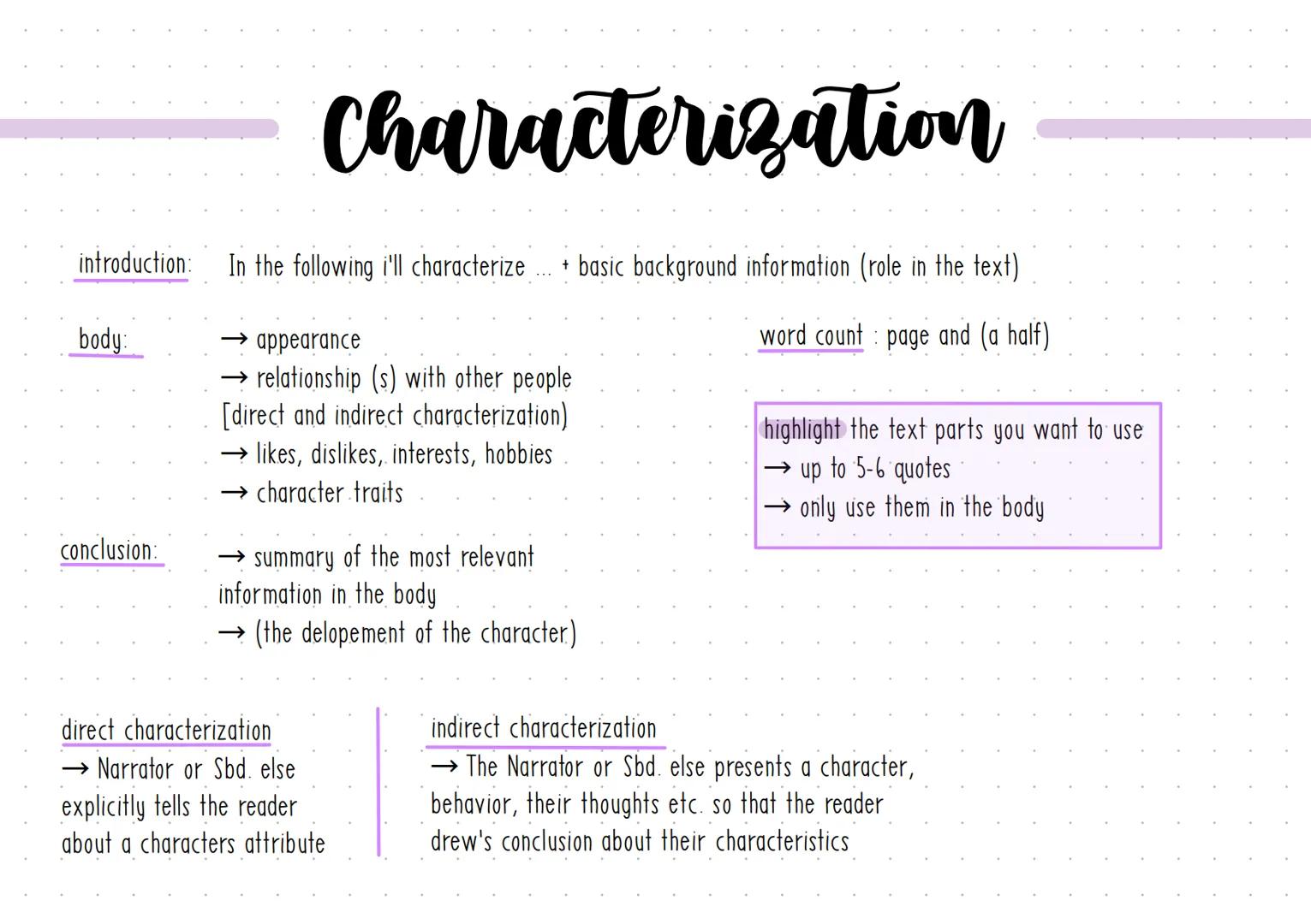 # Characterization

introduction: In the following i'll characterize ... + basic background information (role in the text)

body:

conclusio