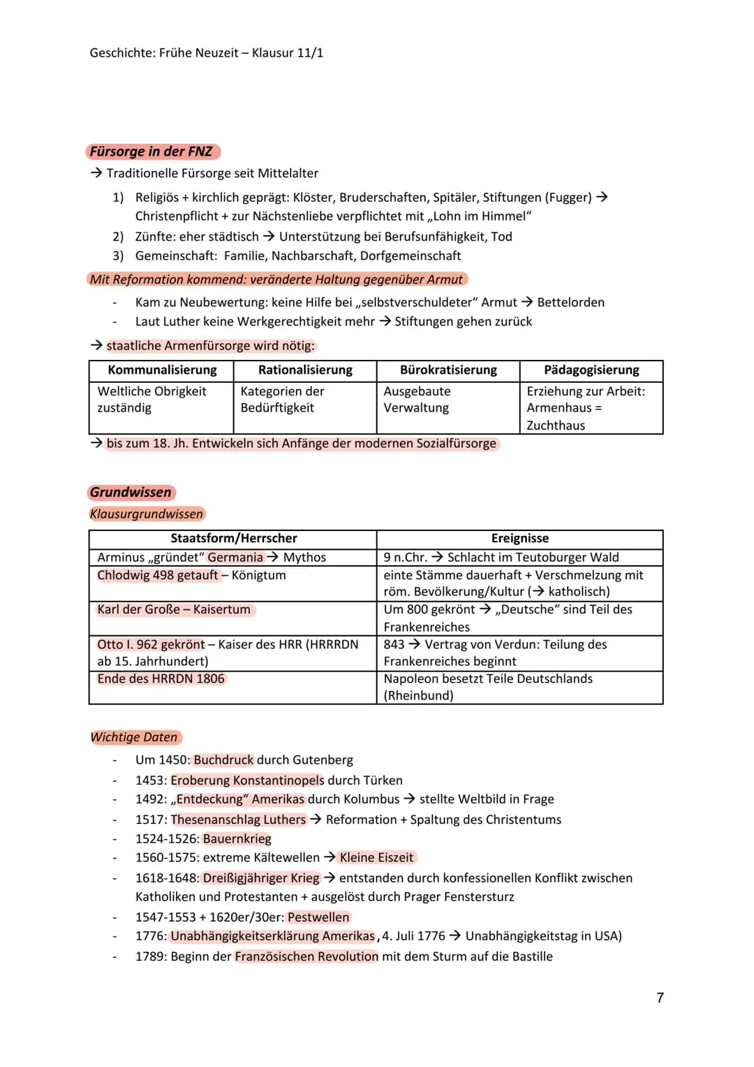 Geschichte: Frühe Neuzeit - Klausur 11/1
Das Leben in der Ständegesellschaft vom 15. – 18. Jahrhundert
Zeitliche Einordnung:
Bis ca. 500 ➜ A