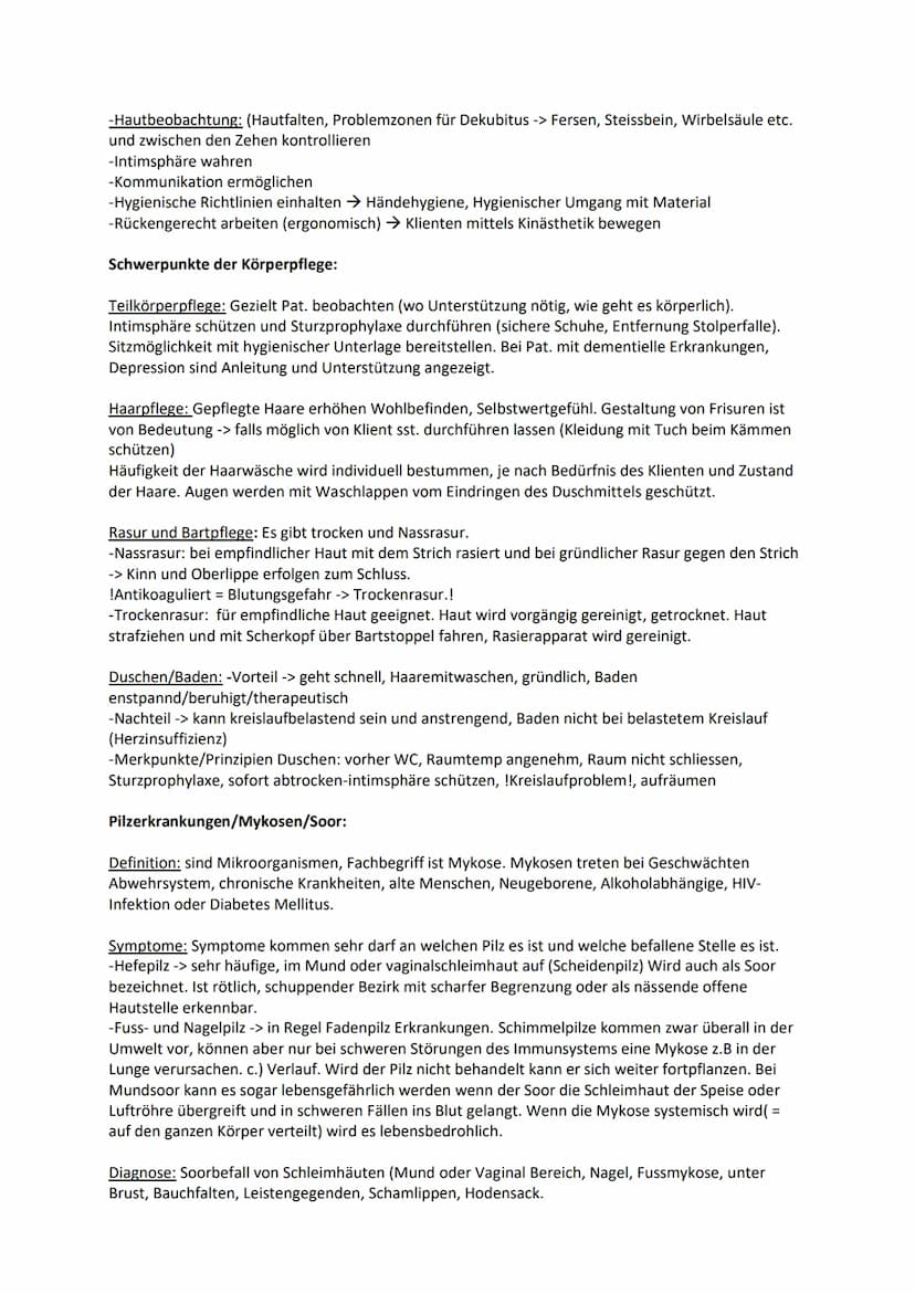 Bedeutung für den Menschen:
Jeder Mensch hat das Bedürfnis, seinen Körper zu pflegen. In der Gesellschaft akzeptiert,
ungepflegter Mensch wi