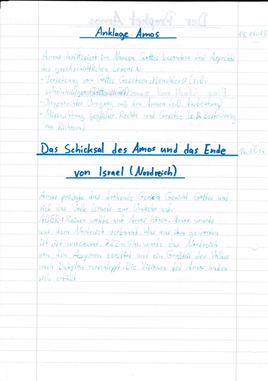 Der Prophet Amos
Amos ist ein sozial-krittischer Prophet, der in Israel
(im Nordreich) lebte. Er war der erste Prophet, dessen.
Worte in Buc